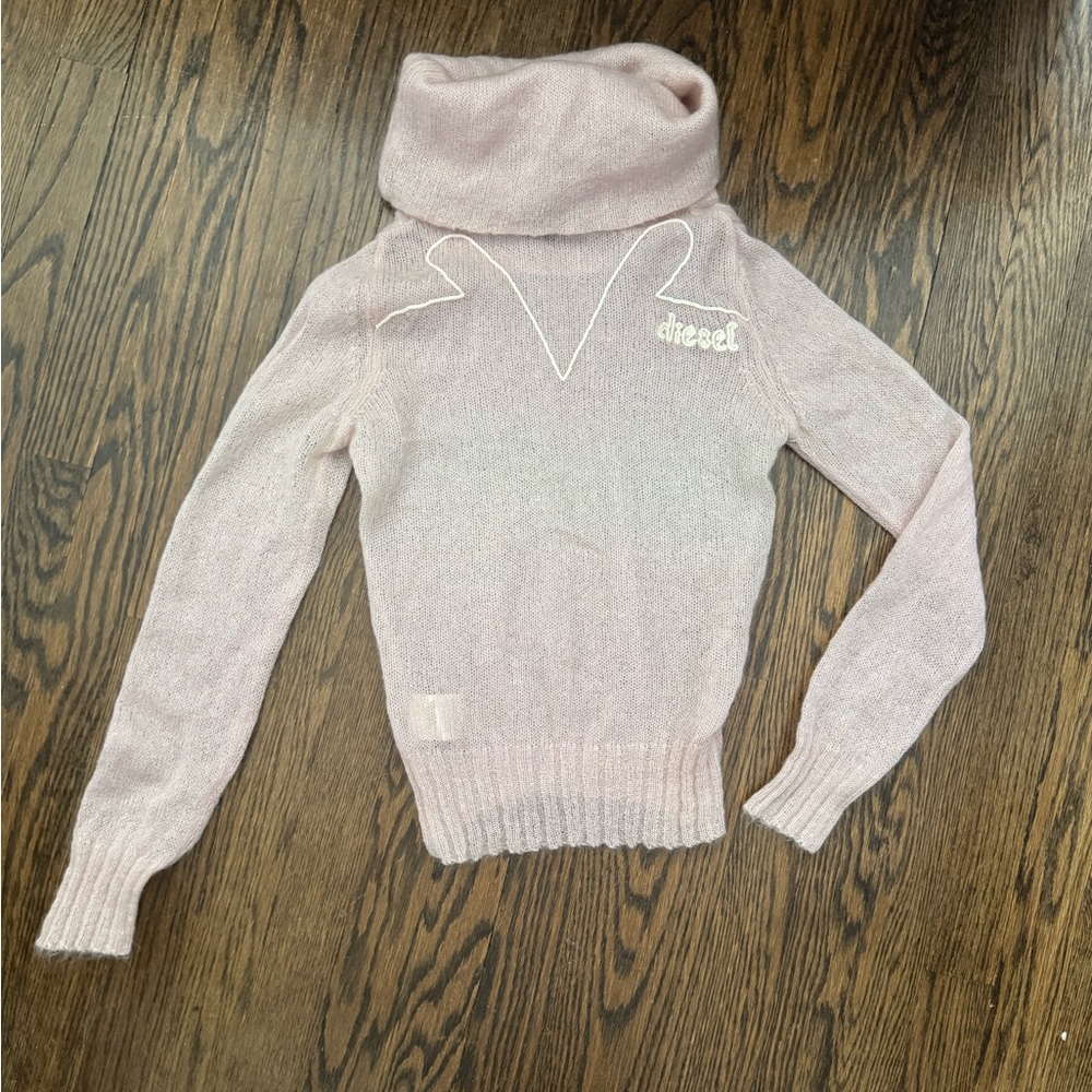 Diesel super chic 50% mohair/wool sweater pullover Lilac/light pink New, Size S